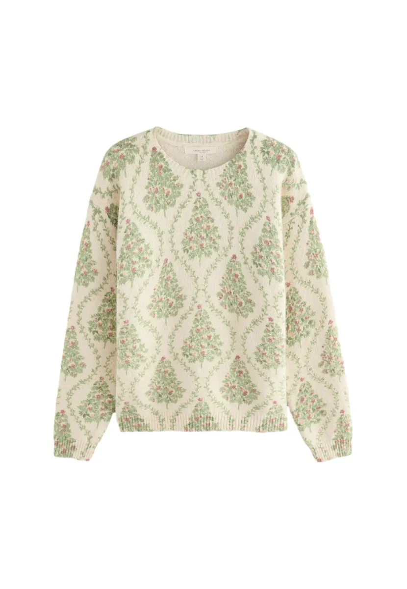 Strickpullover - ecru green