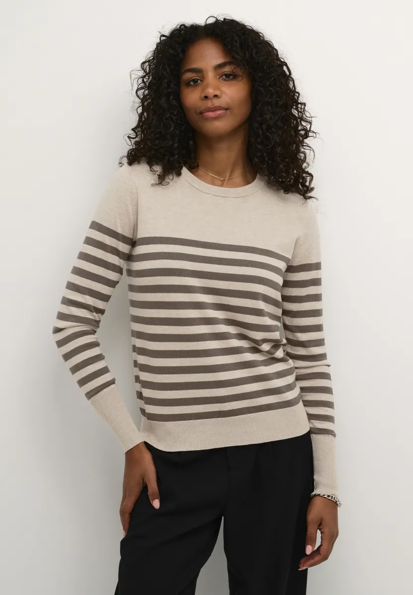 Strickpullover - feather gray  brown stripe