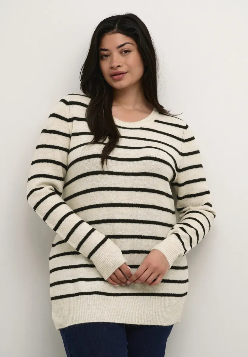 Strickpullover - feather gray mel  black stripe