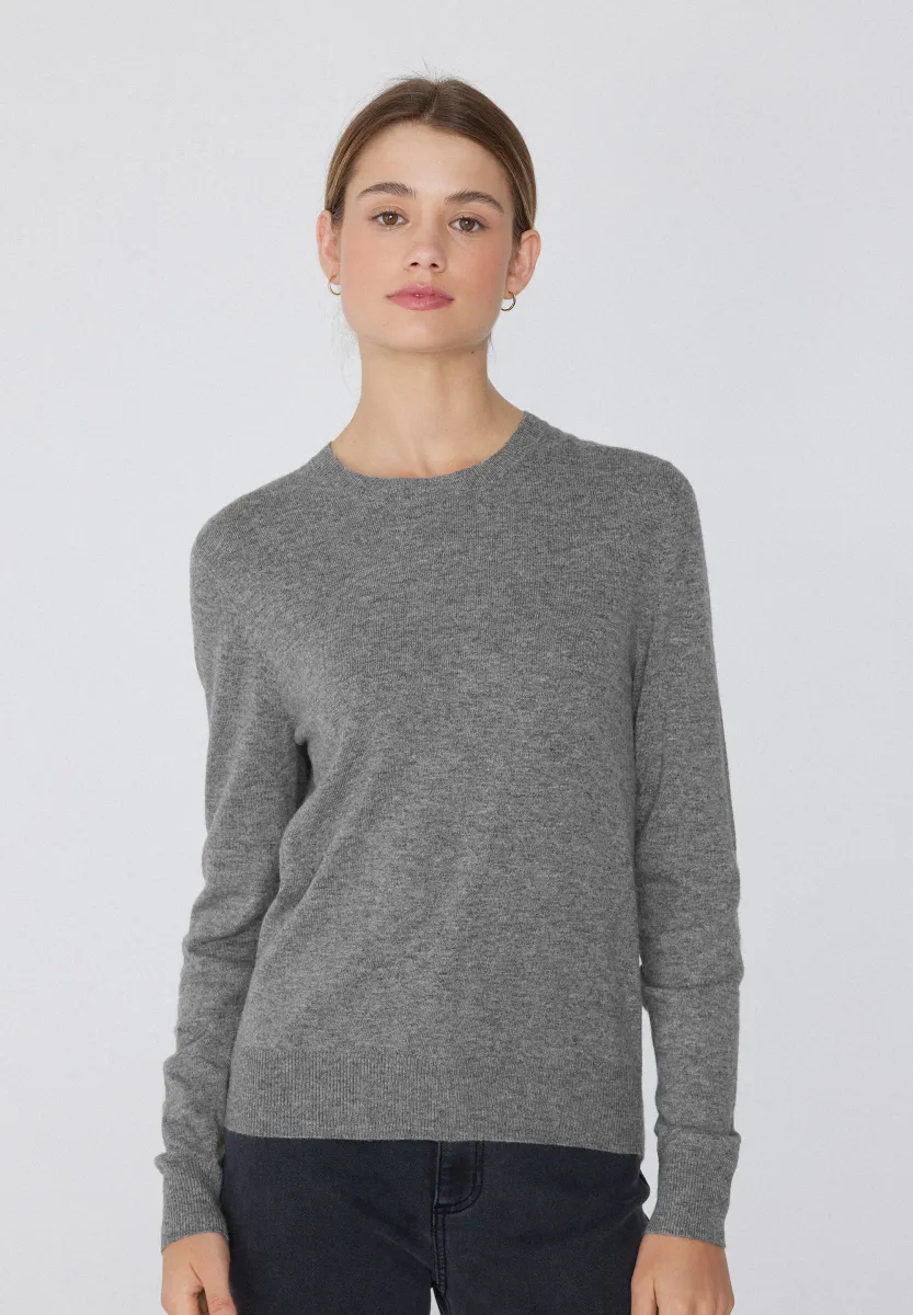Strickpullover - grau v grey wool blend