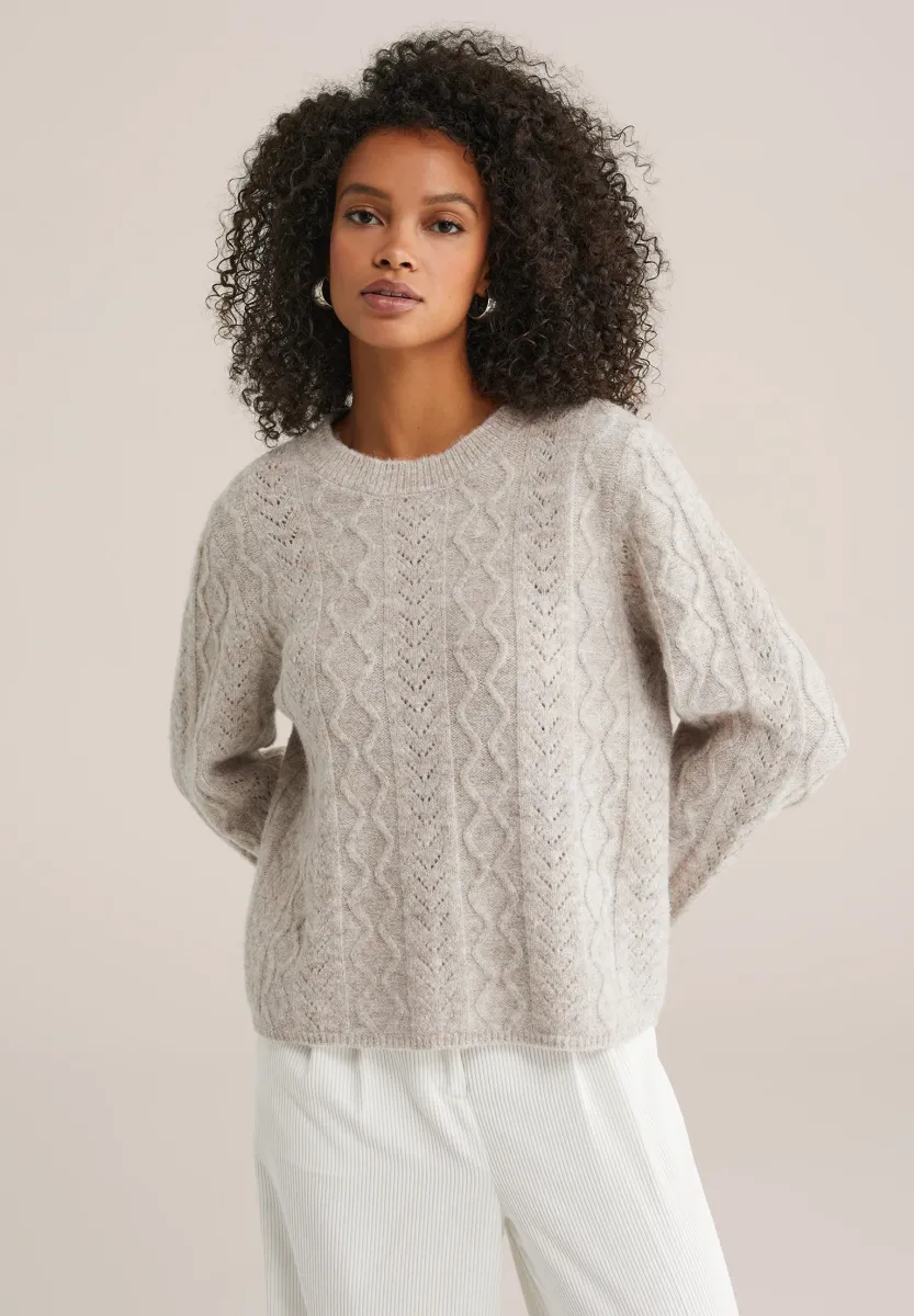 Strickpullover - greige