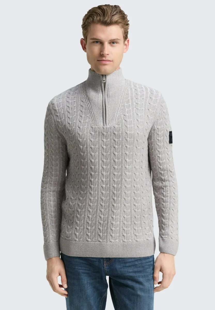 Strickpullover - grey/offwhite plated