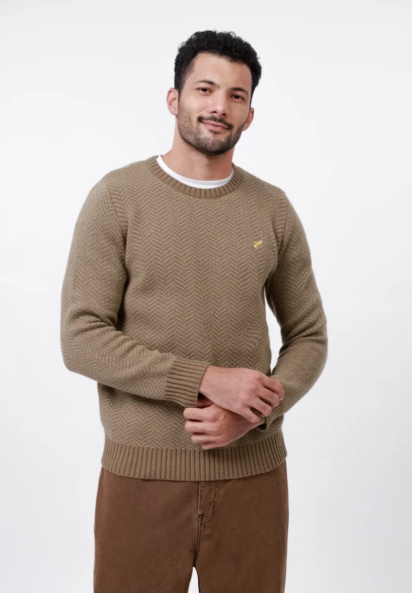 Strickpullover - khaki/ecru