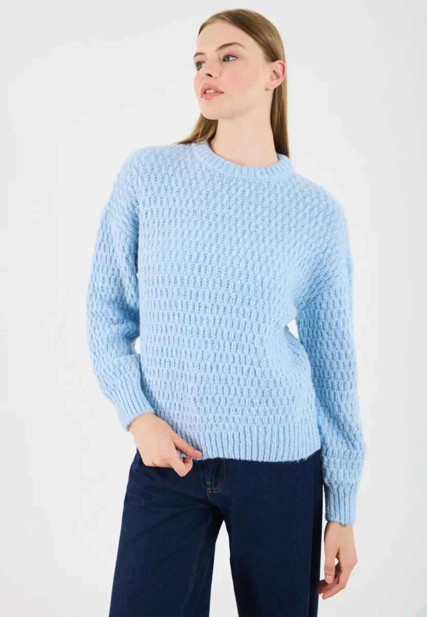 Strickpullover - light blue melange