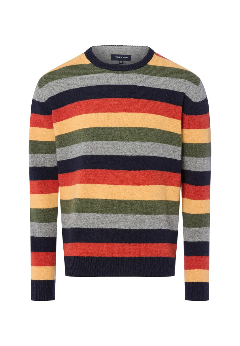 Strickpullover - marine mehrfarbig