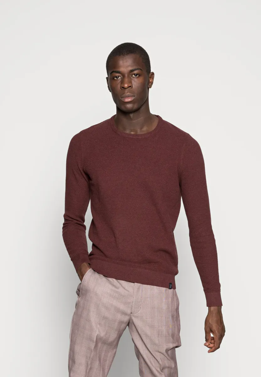 Strickpullover - mottled bordeaux