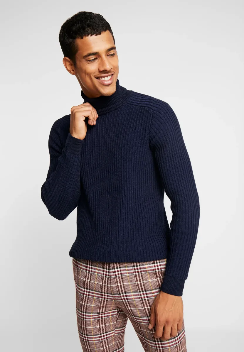 Strickpullover - mottled dark blue