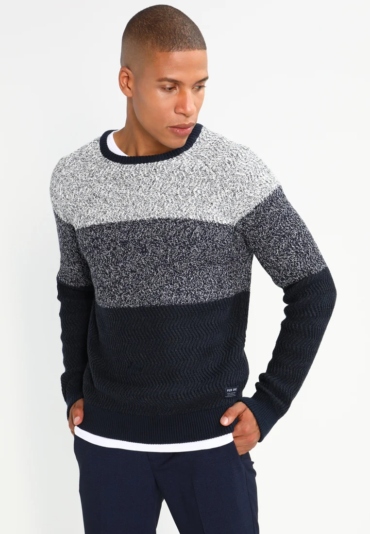 Strickpullover - mottled dark blue