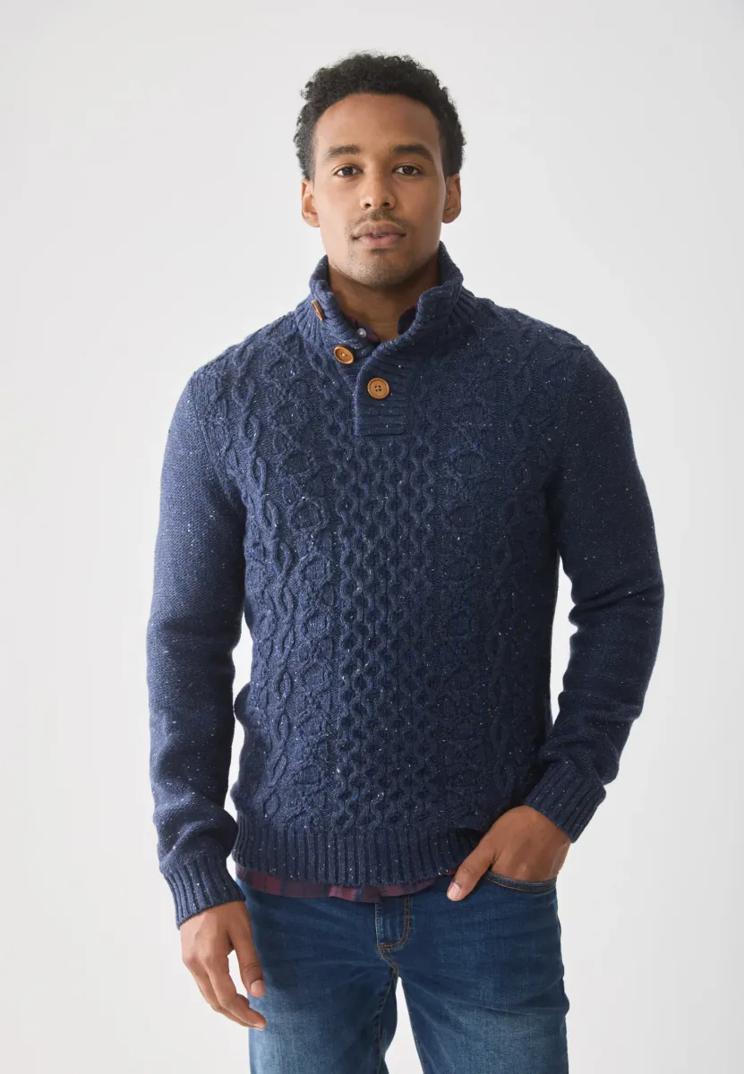 Strickpullover - mottled dark blue