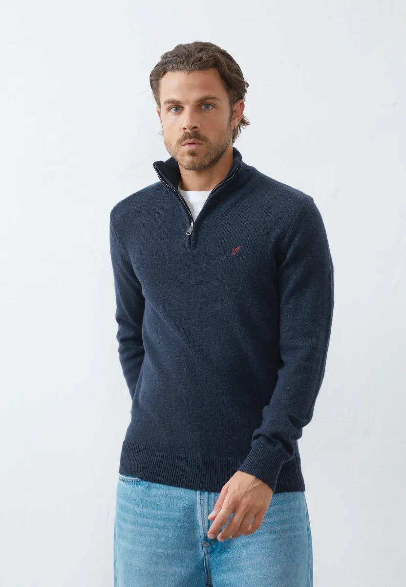 Strickpullover - mottled dark blue