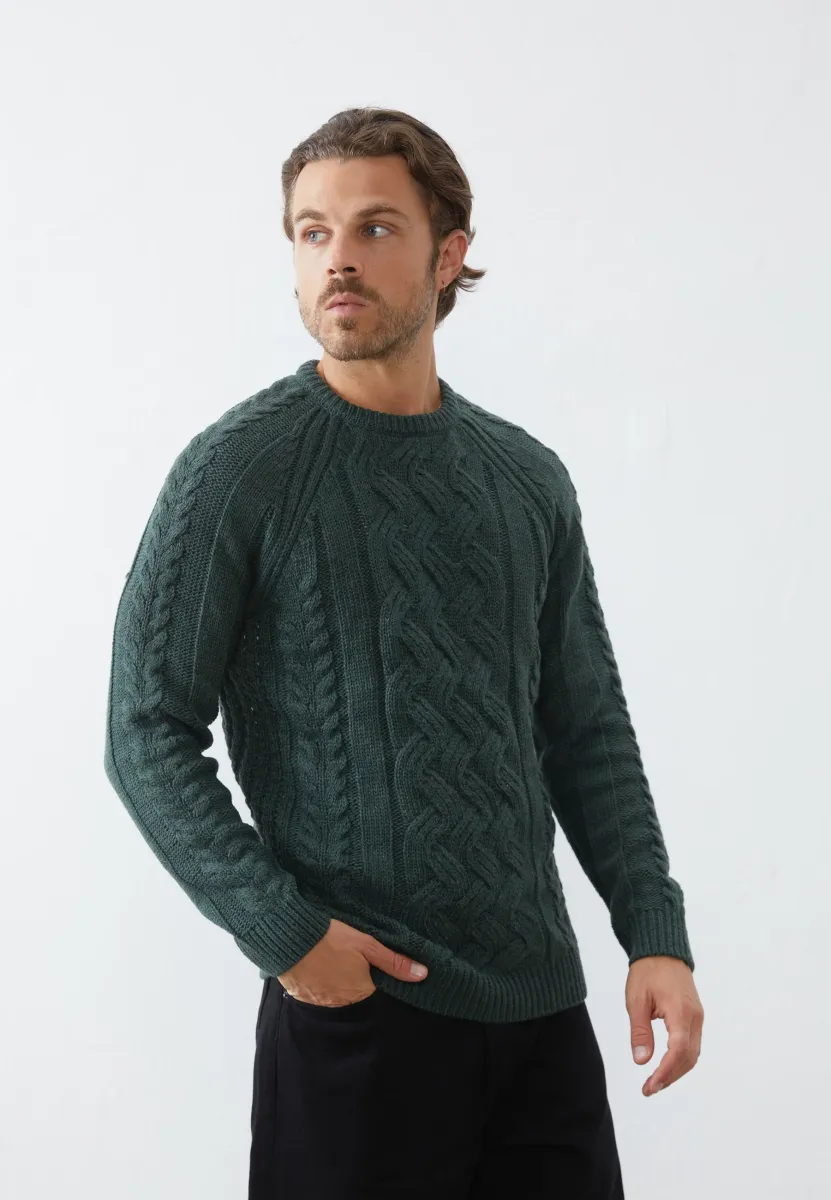 Strickpullover - mottled dark green