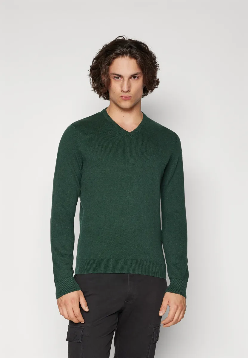 Strickpullover - mottled dark green
