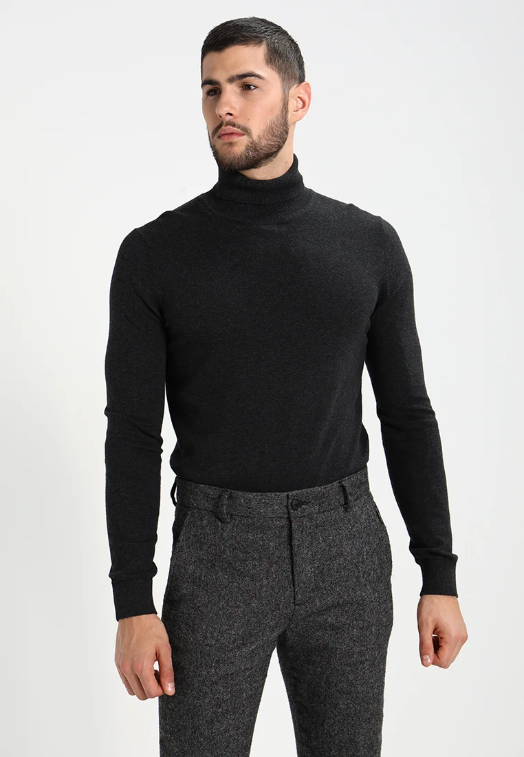 Strickpullover - mottled dark grey