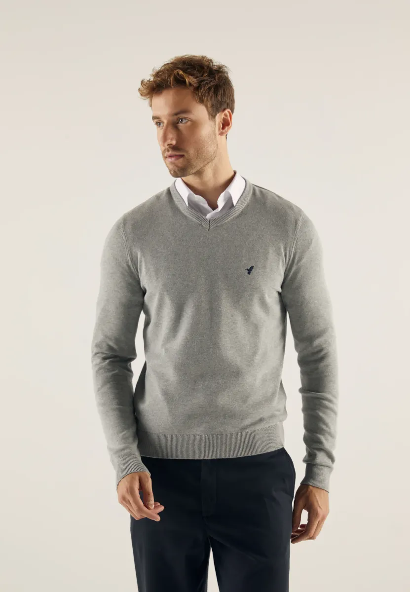 Strickpullover - mottled grey