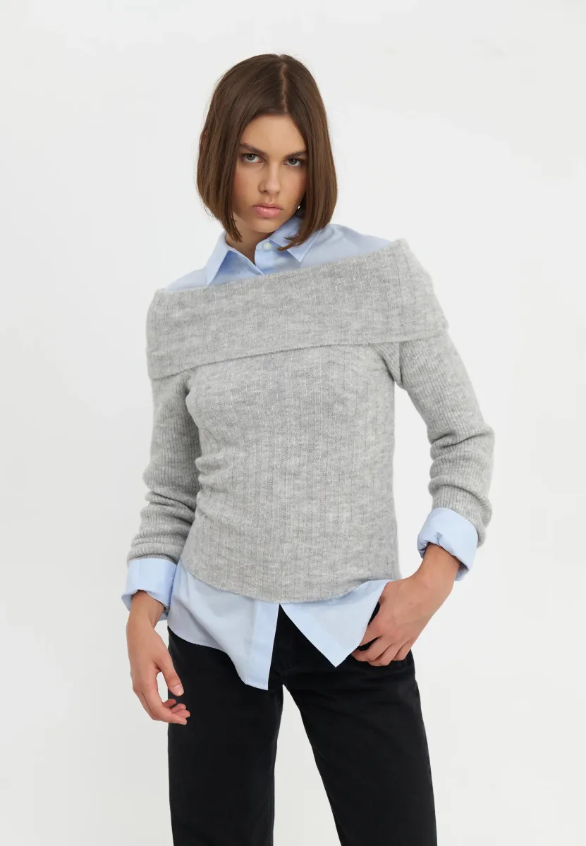 Strickpullover - mottled grey
