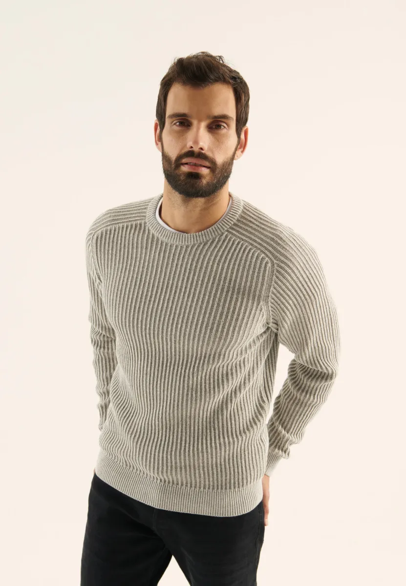 Strickpullover - mottled light grey
