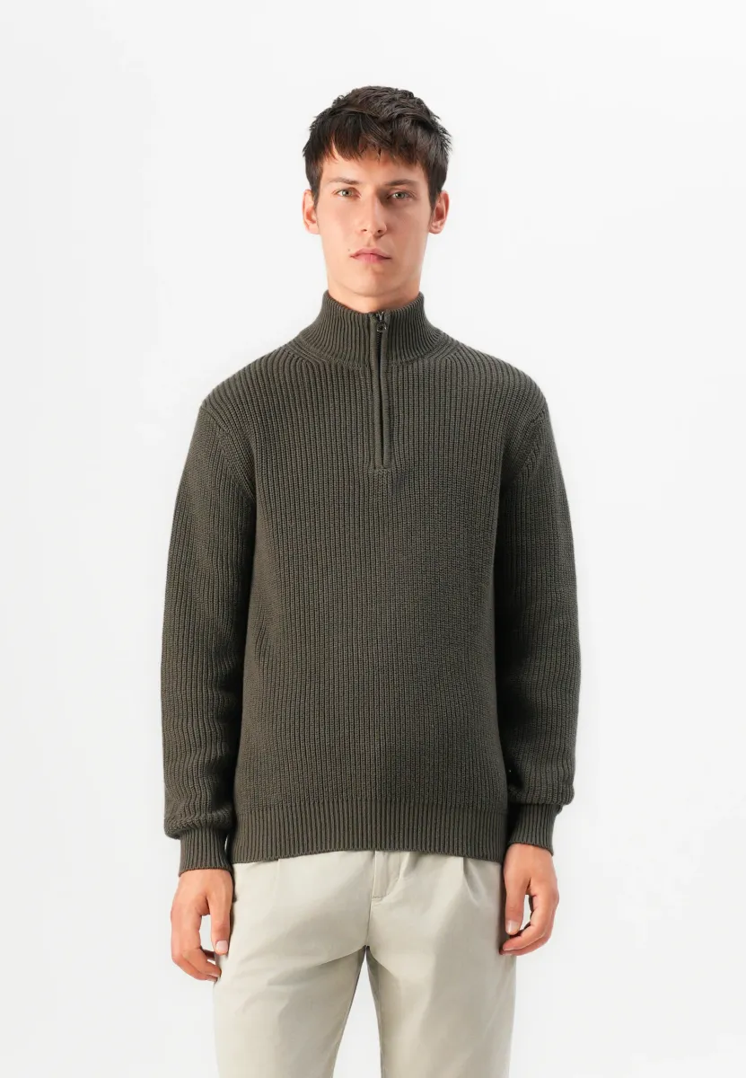Strickpullover - mud green