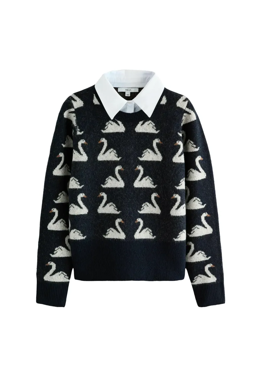 Strickpullover - navy blue white swan
