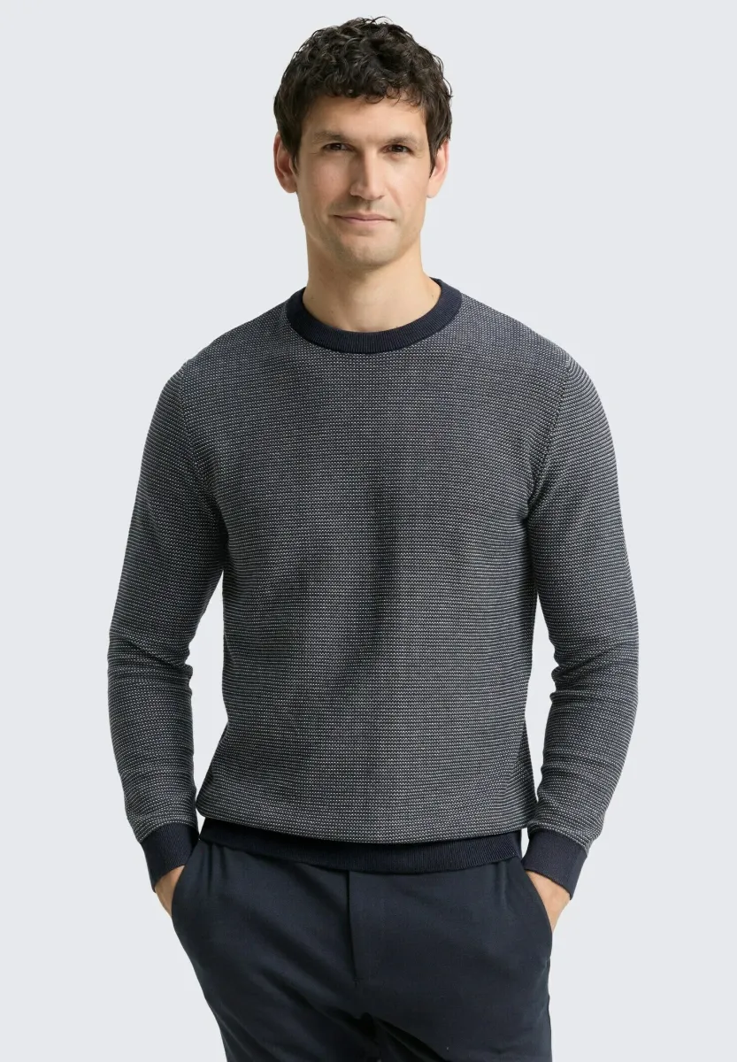 Strickpullover - navy/offwhite dot stripe