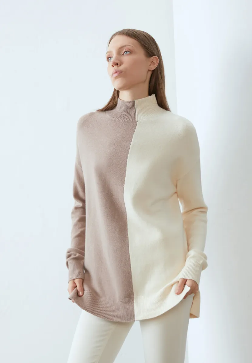 Strickpullover - off-white/taupe