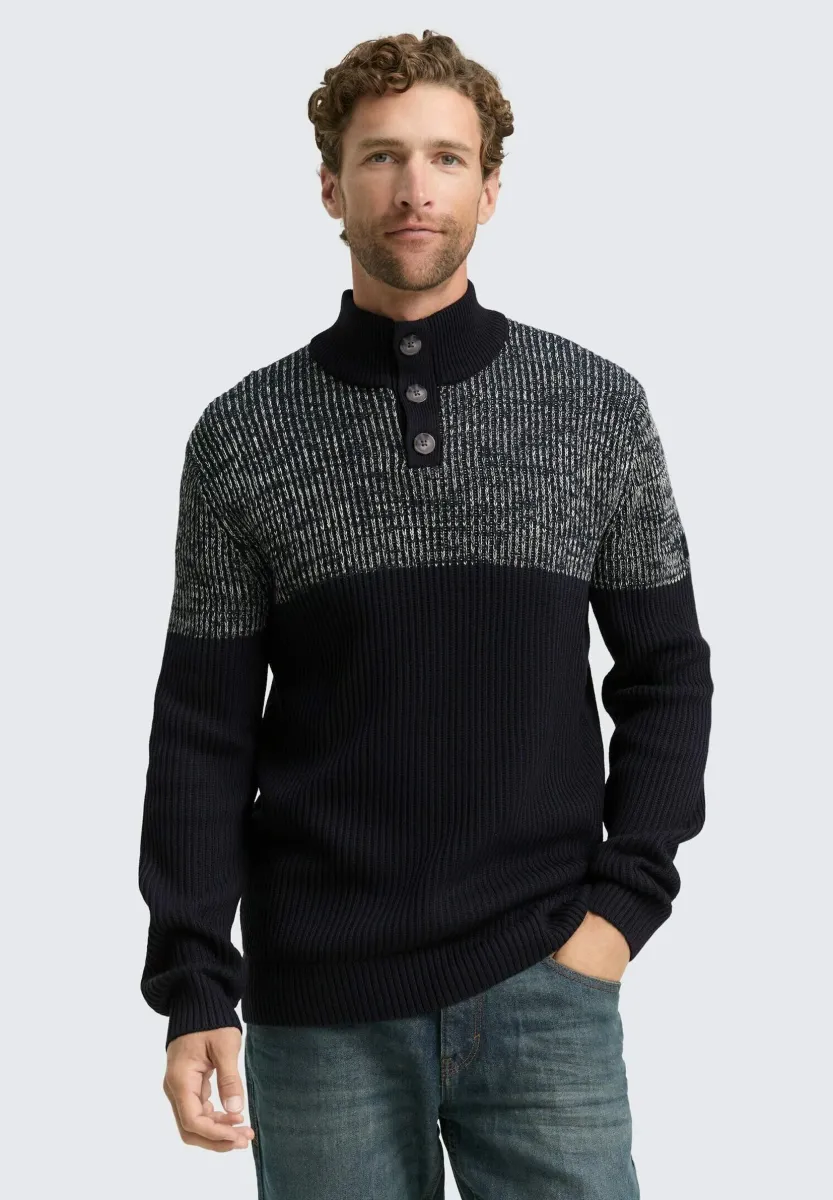 Strickpullover - offwhite navy plated mouline