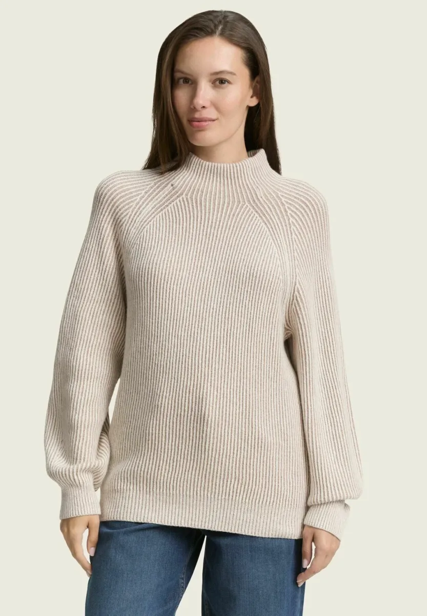 Strickpullover - soft taupe rib structure