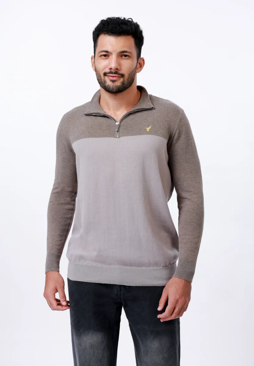 Strickpullover - stone/khaki melange