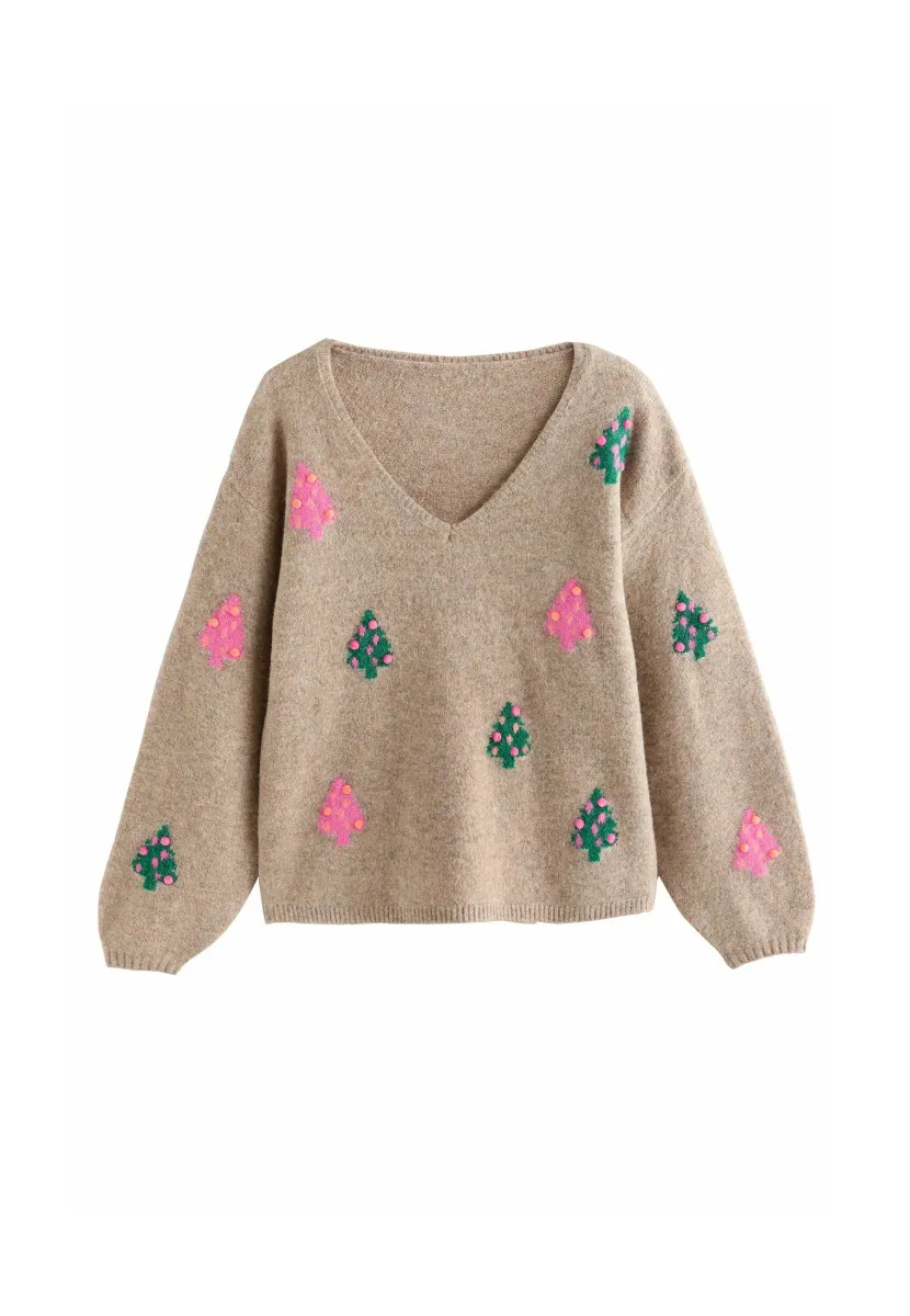 Strickpullover - v-neck neutral multi tree