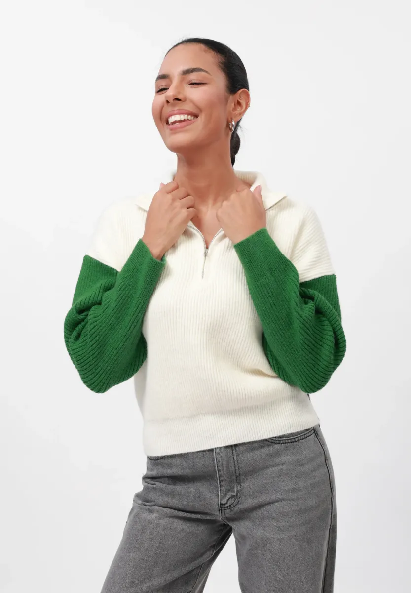 Strickpullover - white/dark blue/green