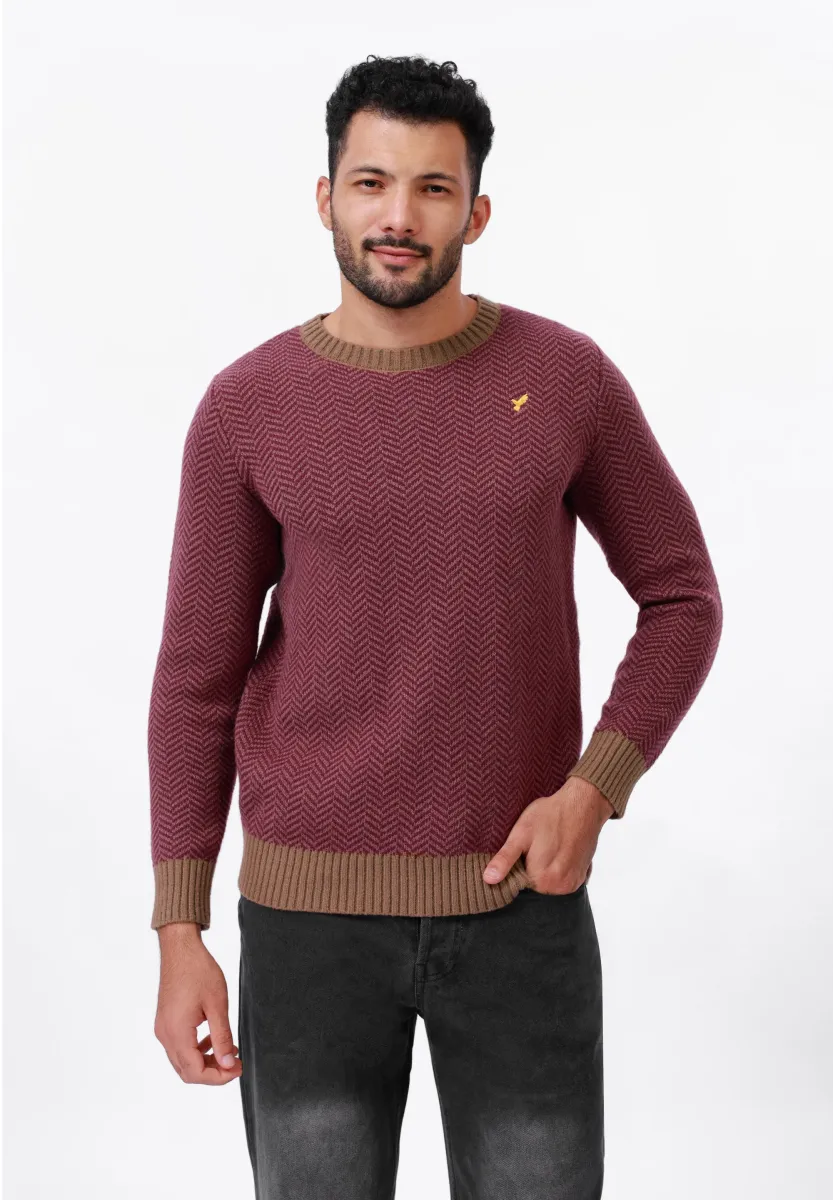 Strickpullover - wine/ecru