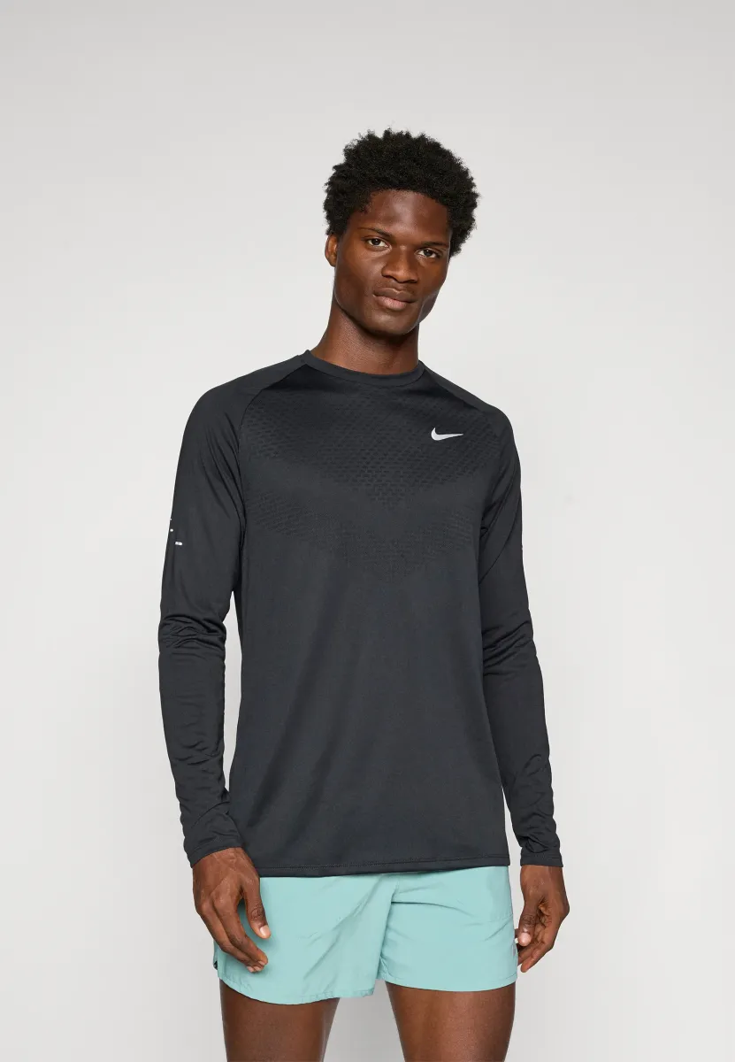 STRIDE TOP - Langarmshirt - black/reflective silver-coloured