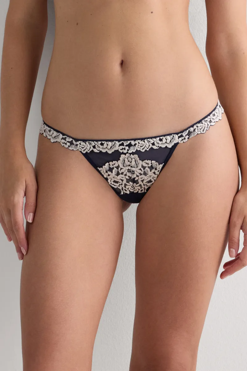 STRING PRETTY FLOWERS - String - blaudeep blue vanilla