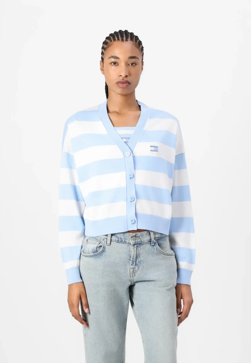 STRIPE CARDIGAN - Strickjacke - light powdery blue