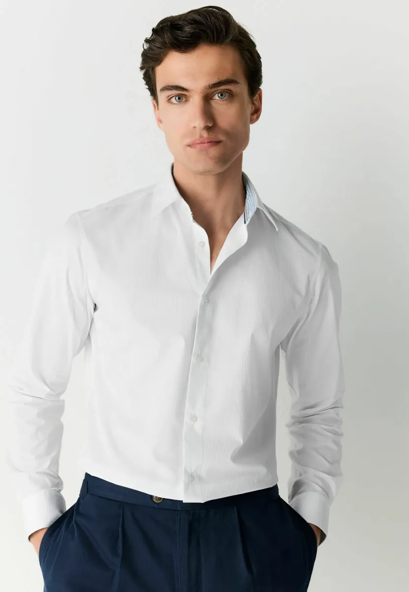 STRIPE EASY CARE TEXTURED   - Hemd - white