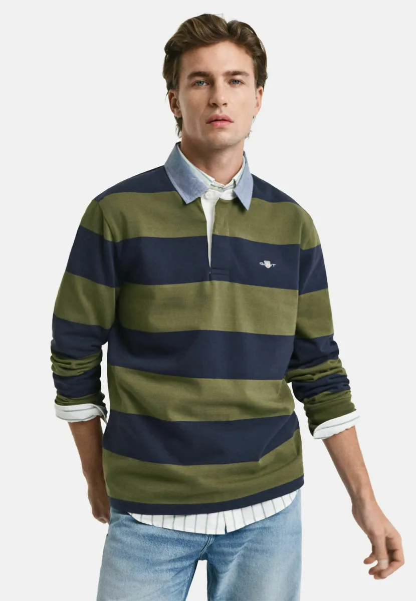 STRIPE HEAVY RUGGER - Langarmshirt - moss green