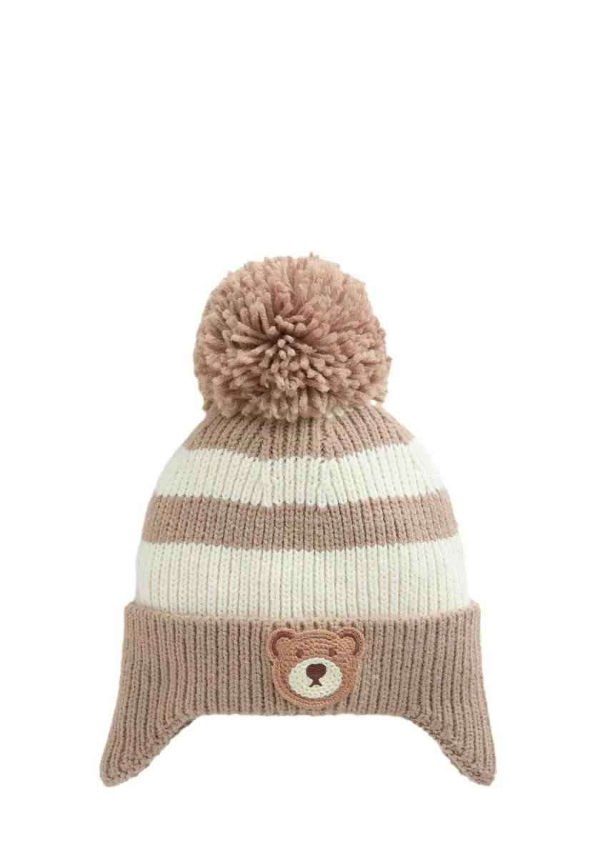 STRIPE POM - Mütze - tan/cream