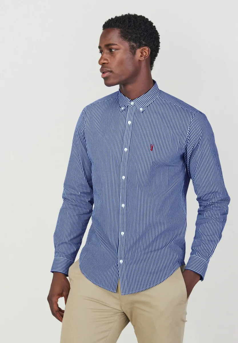 STRIPE ROLL SLEEVE  - Hemd - royal blue