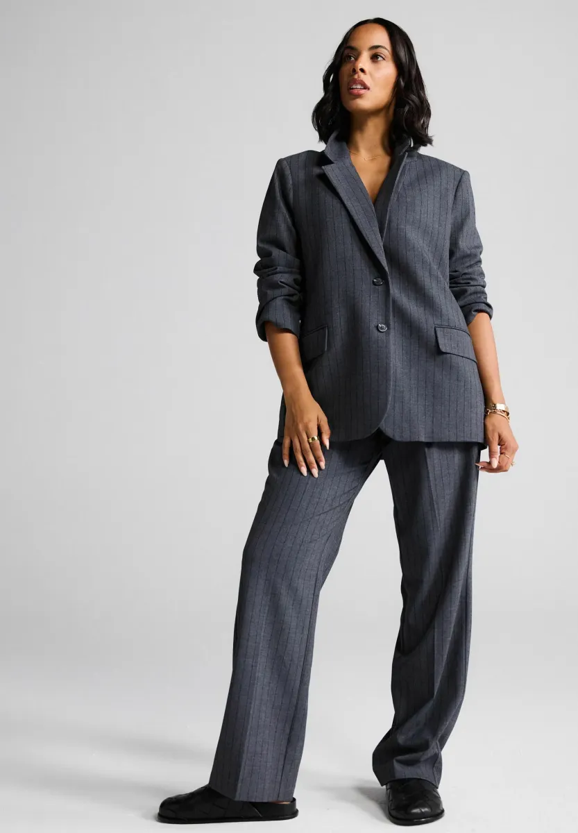 STRIPE SINGLE BREASTED - Blazer - grey