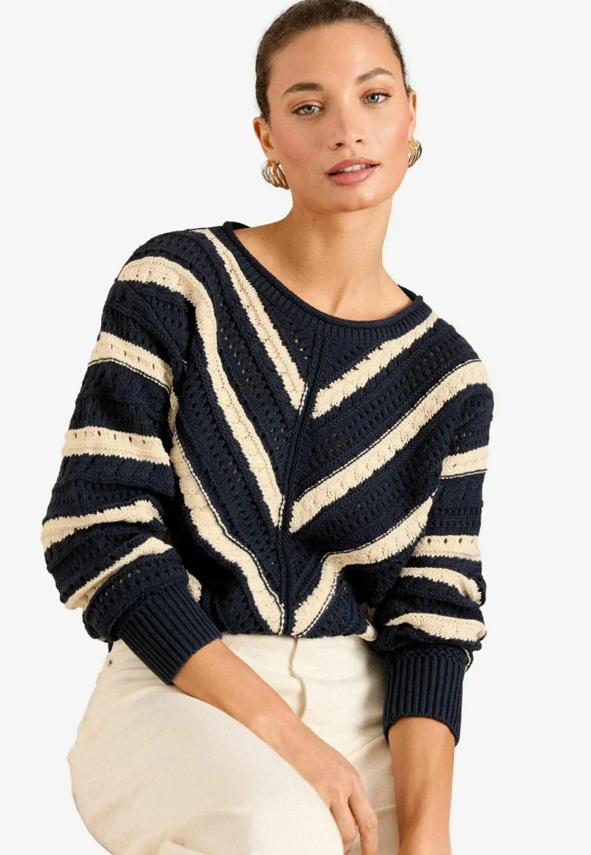 STRIPE  - Strickpullover - navy and ivory
