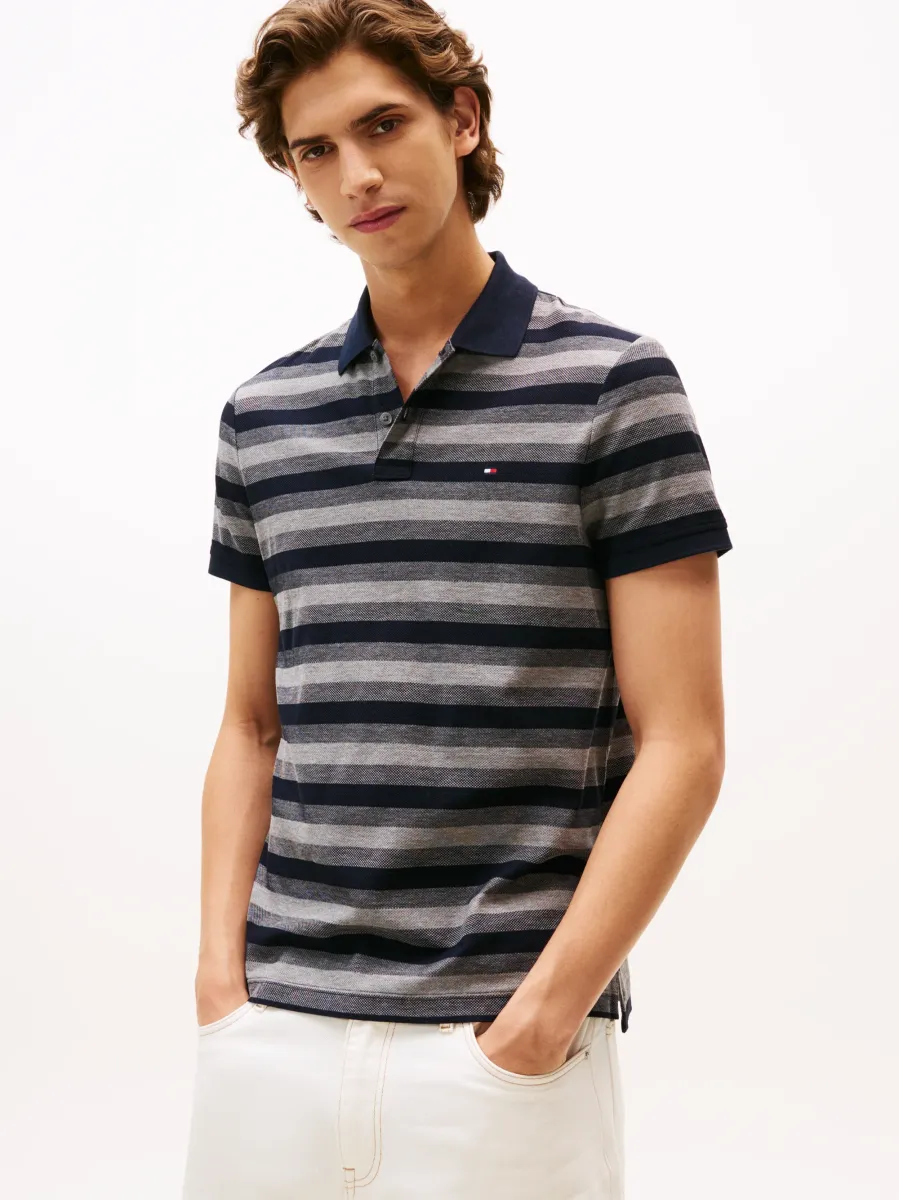 STRIPE STRUCTURE - Poloshirt - desert sky/mid grey