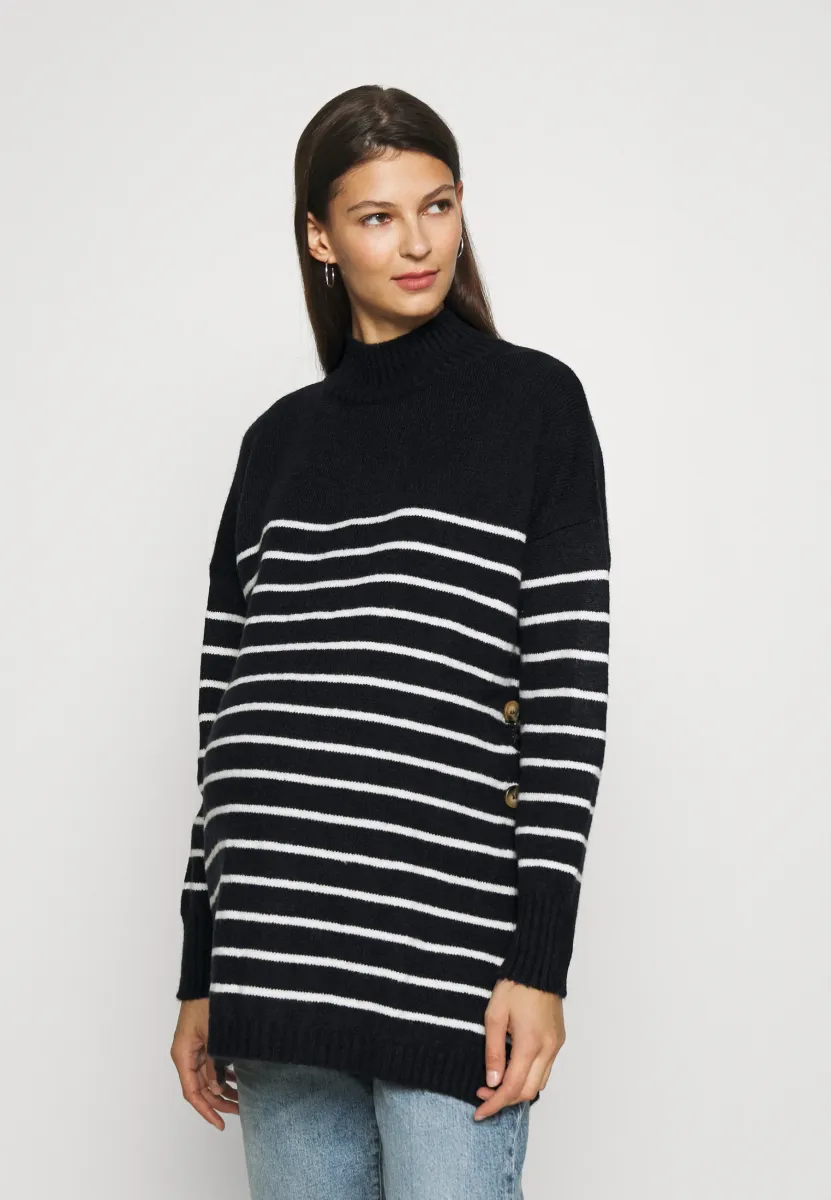 STRIPE TURTLE NECK MATERNITY AND NURSING JUMPER - Strickpullover - navy/ecru