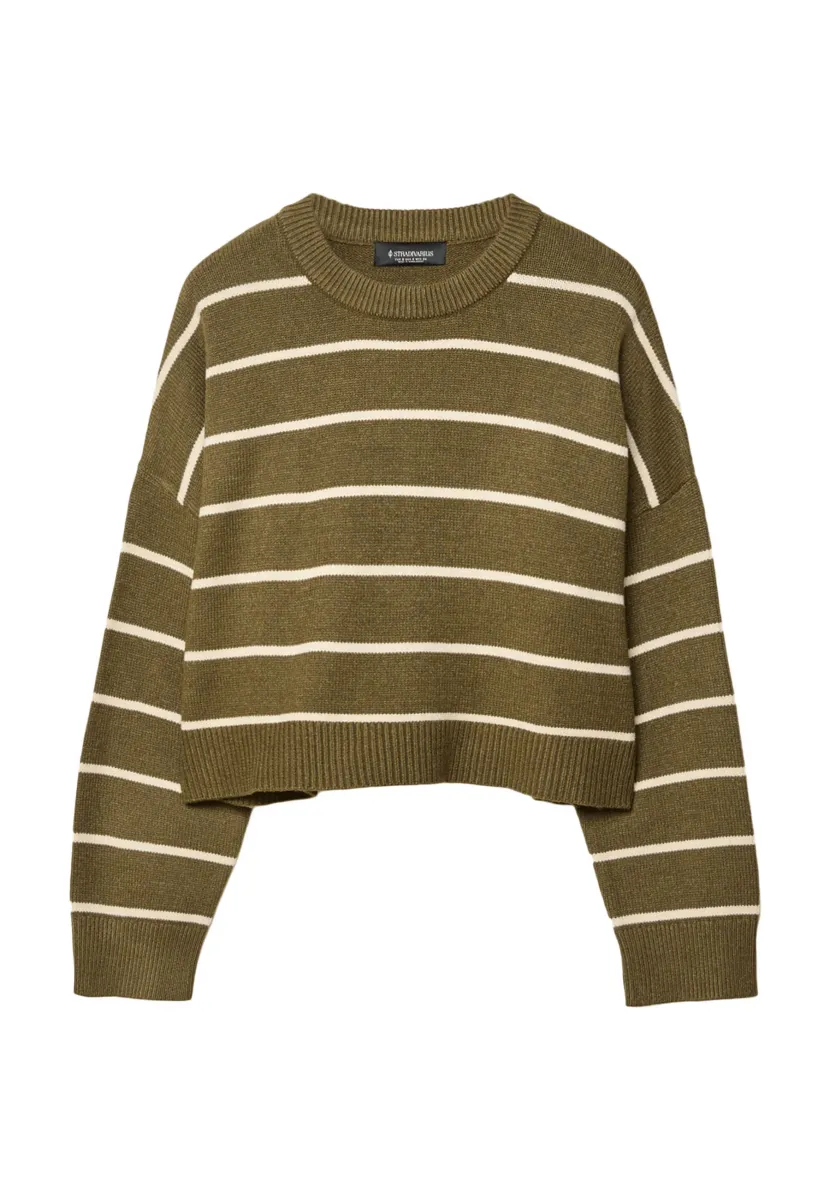 STRIPED CROPPED - Strickpullover - green