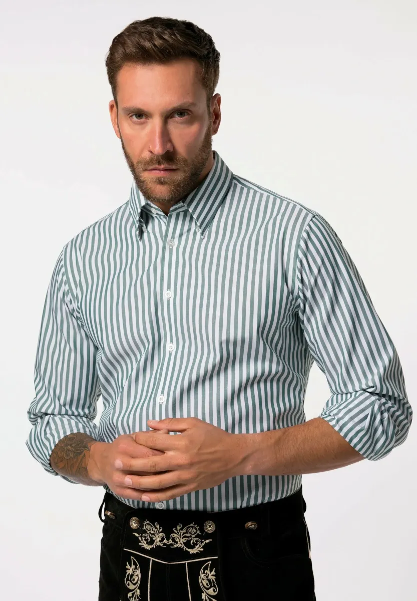STRIPED LONG SLEEVE CONCEALED BUTTON-DOWN COLLAR EASY CARE MODERN FIT - Hemd - bottle green