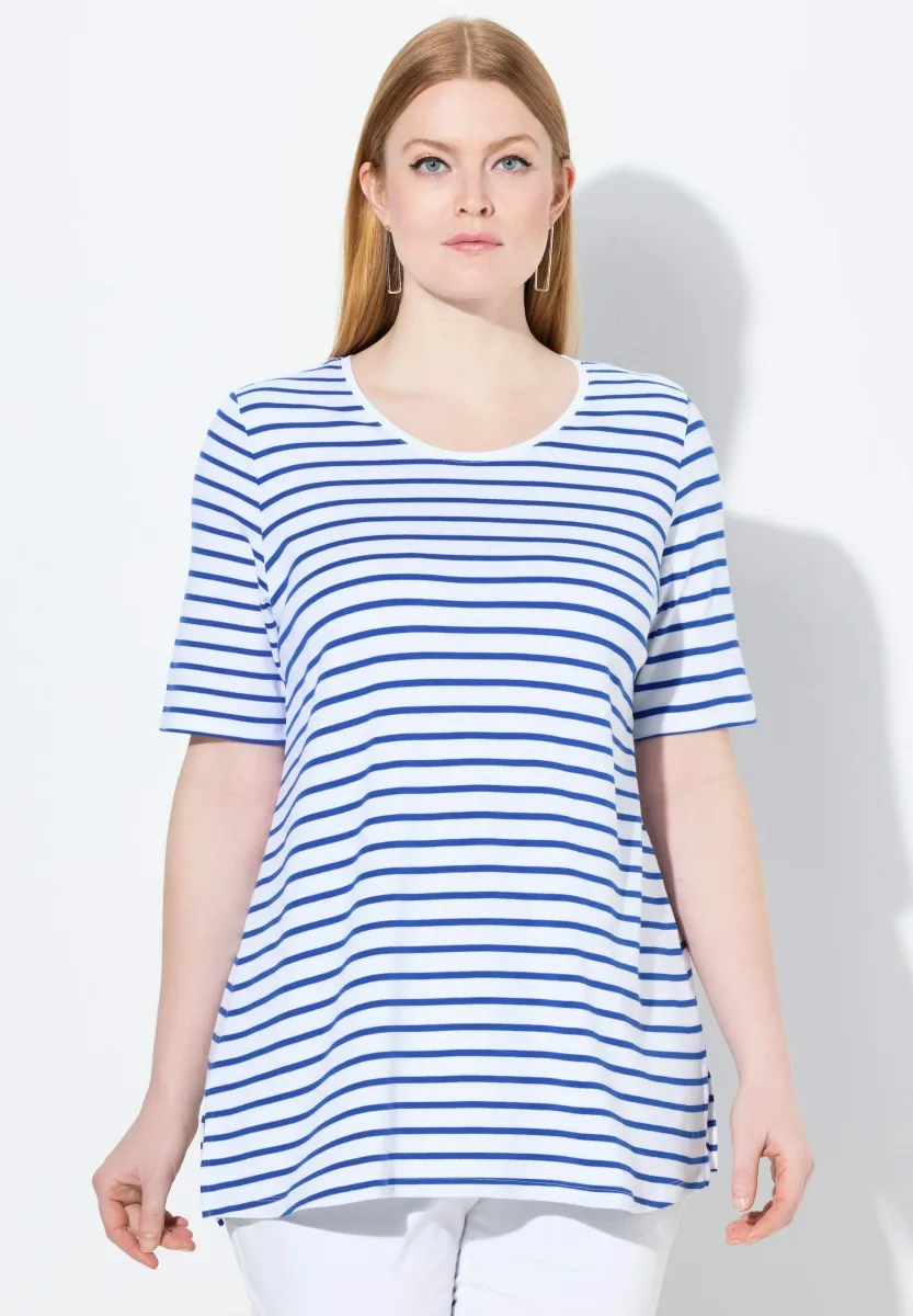 STRIPED SHORT SLEEVE - T-Shirt print - blue