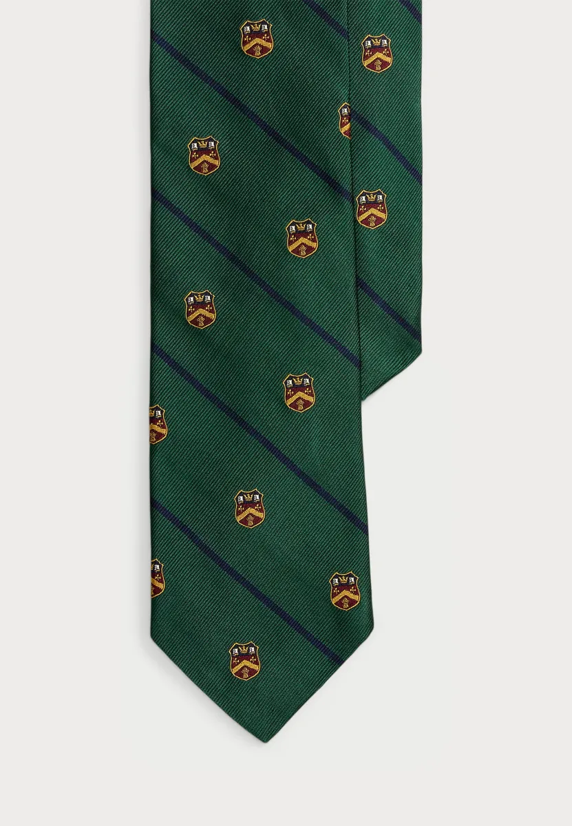 STRIPED SILK REPP CLUB TIE - Krawatte - dark green