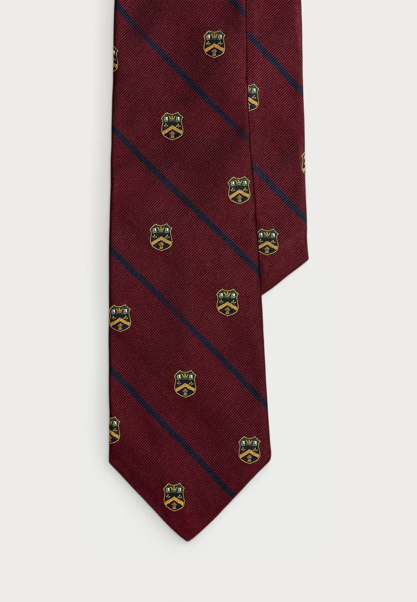 STRIPED SILK REPP CLUB TIE - Krawatte - wine