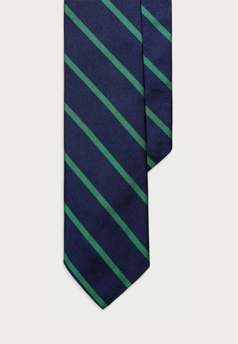 STRIPED SILK REPP TIE - Krawatte - navy/green