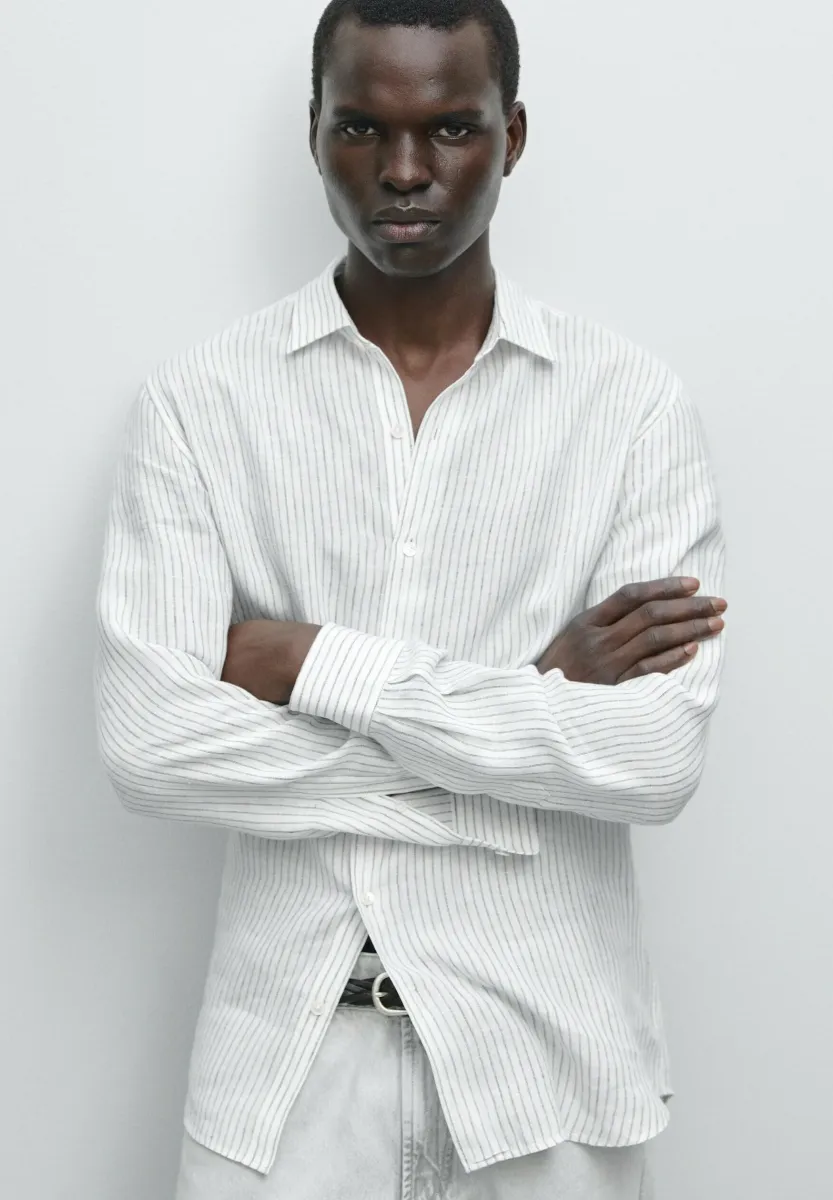 STRIPED SLIM FIT GARMENT - Hemd - white