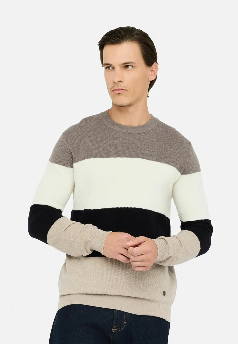 STRIPED - Strickpullover - brown beige