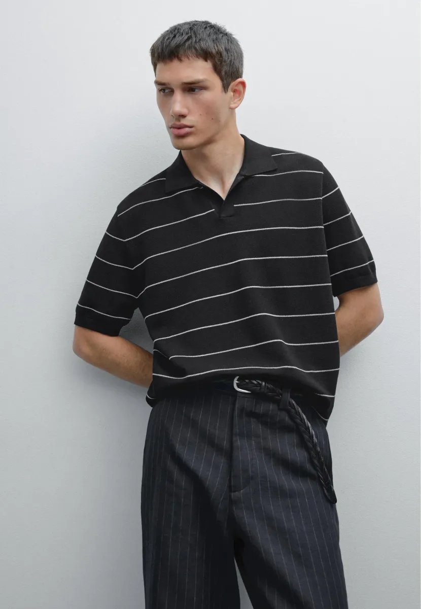 STRIPED WITH SHORT SLEEVES - Poloshirt - dark blue